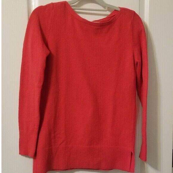 Loft Women's Red Knit Pullover Sweater Boat Neck Long Sleeve Size Small - PO - Picture 2 of 9